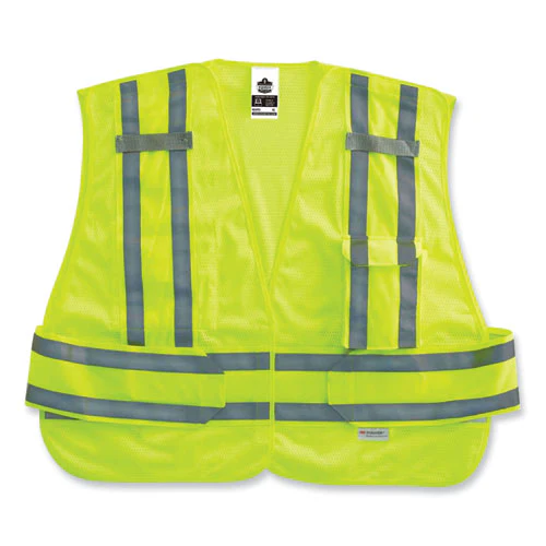 Glowear 8244psv Class 2 Expandable Public Safety Hook And Loop Vest, Polyester, Med/large, Lime, Ships In 1-3 Business Days - Image 1