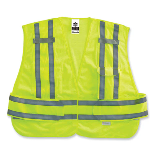 Glowear 8244psv Class 2 Expandable Public Safety Hook And Loop Vest, Polyester, 3xl Plus, Lime, Ships In 1-3 Business Days - Image 1