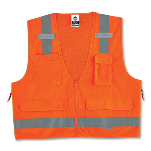 Glowear 8250z Class 2 Surveyors Zipper Vest, Polyester, Small/medium, Orange, Ships In 1-3 Business Days - Image 1