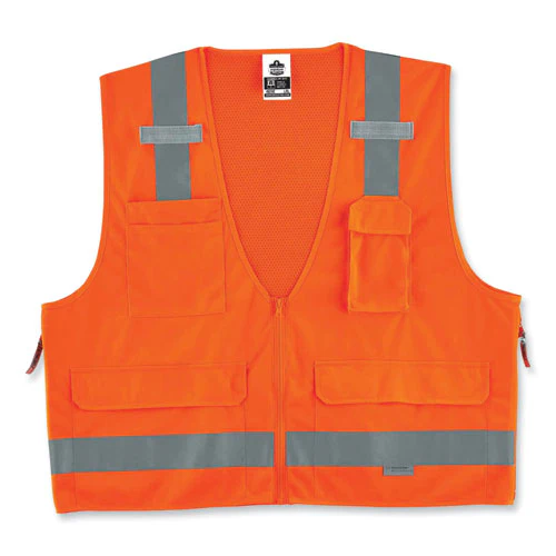 Glowear 8250z Class 2 Surveyors Zipper Vest, Polyester, Large/x-large, Orange, Ships In 1-3 Business Days - Image 1