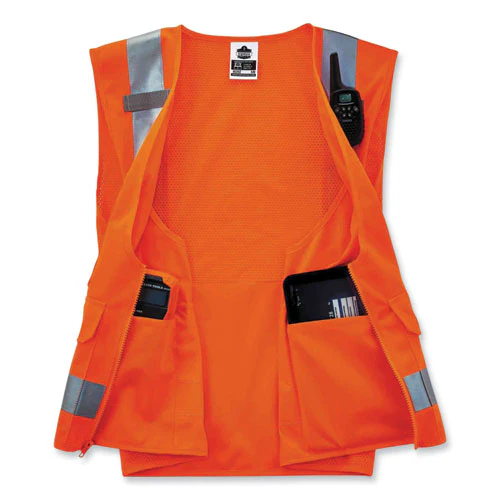 Glowear 8250z Class 2 Surveyors Zipper Vest, Polyester, Large/x-large, Orange, Ships In 1-3 Business Days - Image 2
