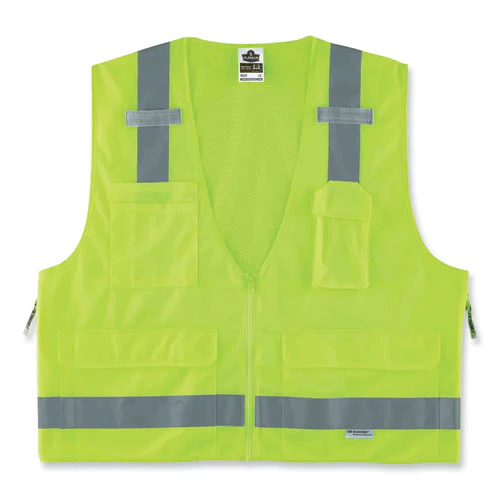 Glowear 8250z Class 2 Surveyors Zipper Vest, Polyester, Small/medium, Lime, Ships In 1-3 Business Days - Image 1
