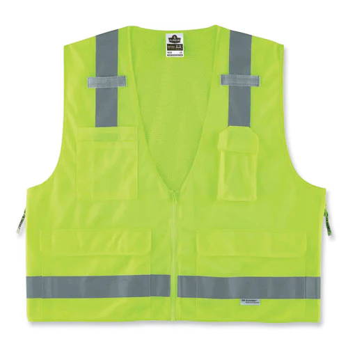 Glowear 8250z Class 2 Surveyors Zipper Vest, Polyester, Large/x-large, Lime, Ships In 1-3 Business Days - Image 1