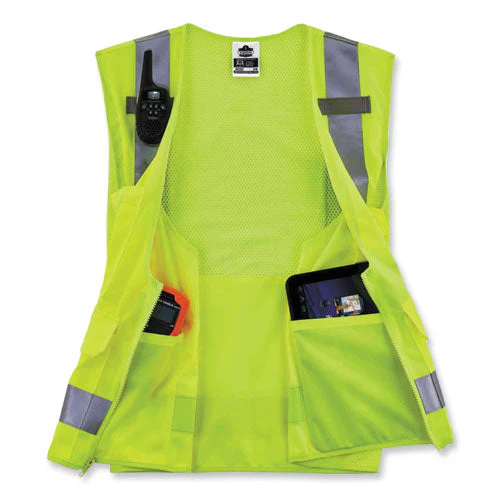 Glowear 8250z Class 2 Surveyors Zipper Vest, Polyester, Large/x-large, Lime, Ships In 1-3 Business Days - Image 2