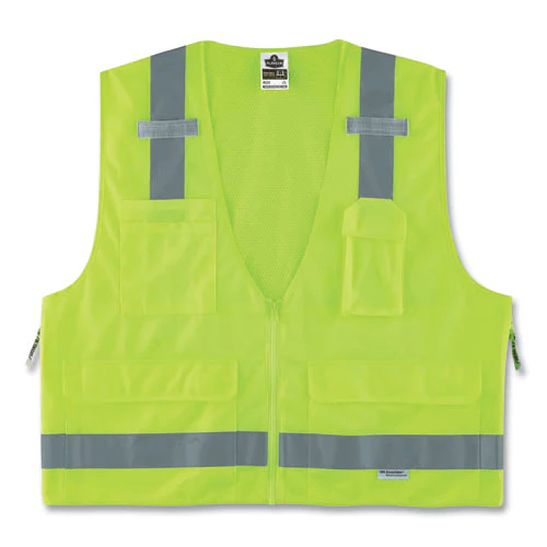 Glowear 8250z Class 2 Surveyors Zipper Vest, Polyester, 2x-large/3x-large, Lime, Ships In 1-3 Business Days - Image 1