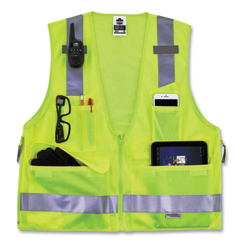 Glowear 8250z Class 2 Surveyors Zipper Vest, Polyester, 4x-large/5x-large, Lime, Ships In 1-3 Business Days - Image 3