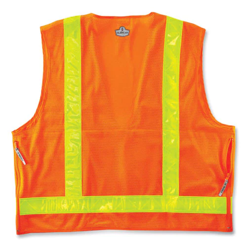 Glowear 8250zhg Class 2 Hi-gloss Surveyors Zipper Vest, Polyester, 2x-large/3x-large, Orange, Ships In 1-3 Business Days - Image 2