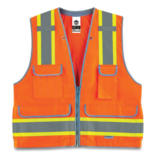 Glowear 8254hdz Class 2 Heavy-duty Surveyors Zipper Vest, Polyester, Small/medium, Orange, Ships In 1-3 Business Days - Image 1