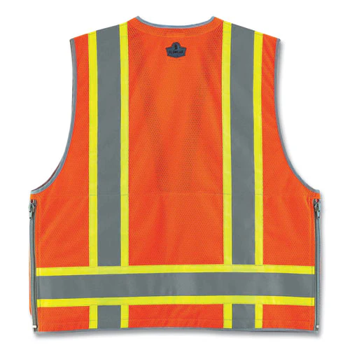 Glowear 8254hdz Class 2 Heavy-duty Surveyors Zipper Vest, Polyester, Small/medium, Orange, Ships In 1-3 Business Days - Image 3