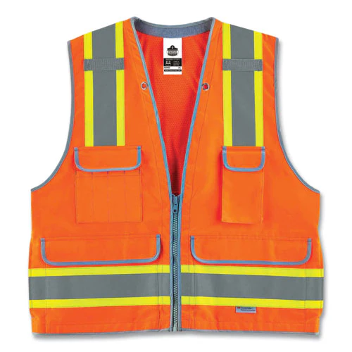 Glowear 8254hdz Class 2 Heavy-duty Surveyors Zipper Vest, Polyester, Large/x-large, Orange, Ships In 1-3 Business Days - Image 1