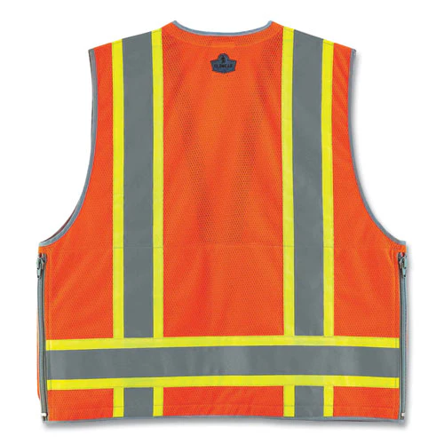 Glowear 8254hdz Class 2 Heavy-duty Surveyors Zipper Vest, Polyester, Large/x-large, Orange, Ships In 1-3 Business Days - Image 3