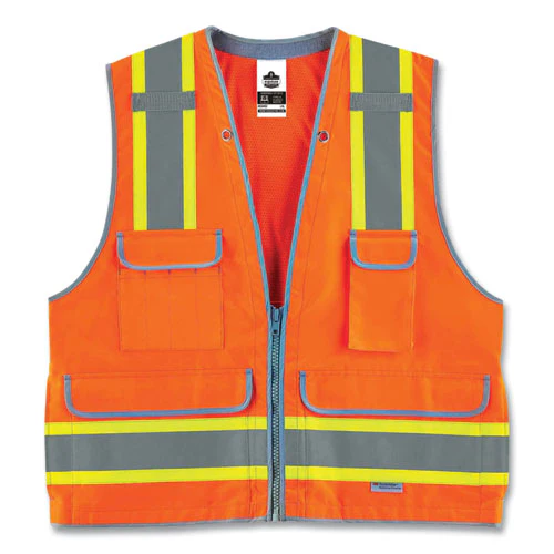 Glowear 8254hdz Class 2 Heavy-duty Surveyors Zipper Vest, Polyester, 2x-large/3x-large, Orange, Ships In 1-3 Business Days - Image 1