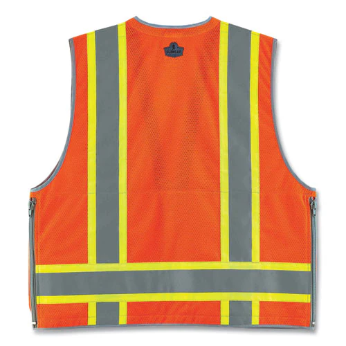 Glowear 8254hdz Class 2 Heavy-duty Surveyors Zipper Vest, Polyester, 2x-large/3x-large, Orange, Ships In 1-3 Business Days - Image 3