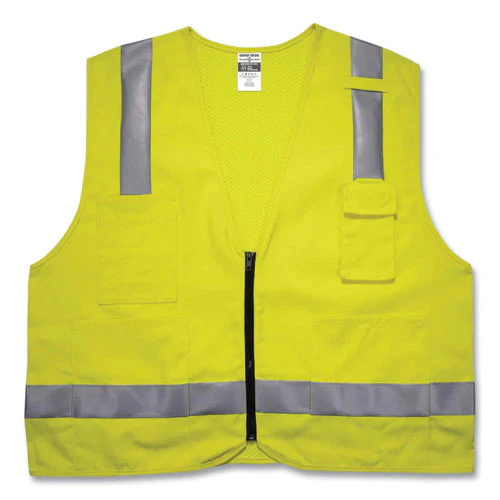 Glowear 8262frz Class 2 Fr Surveyor Zipper Vest, Tencel/modacrylic/para-aramid/kevlar, L/xl, Lime, Ships In 1-3 Business Days - Image 1