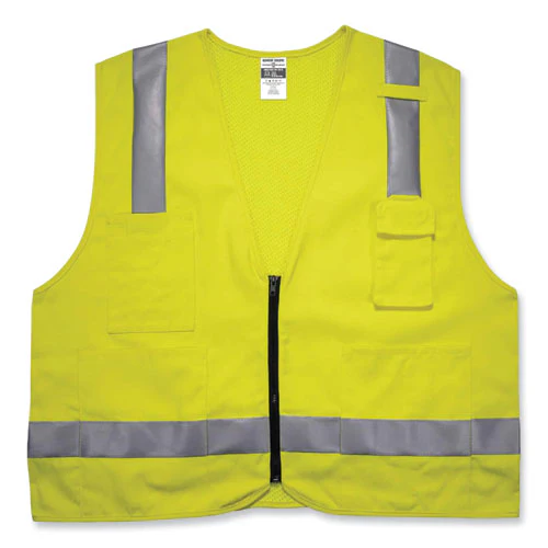 Glowear 8262frz Class 2 Fr Surveyor Zip Vest, Tencel/modacrylic/para-aramid/kevlar, 4xl/5xl, Lime, Ships In 1-3 Business Days - Image 1