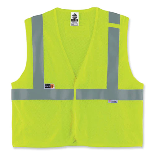 Glowear 8260frhl Class 2 Fr Safety Hook And Loop Vest, Modacrylic/kevlar, Small/medium, Lime, Ships In 1-3 Business Days - Image 1
