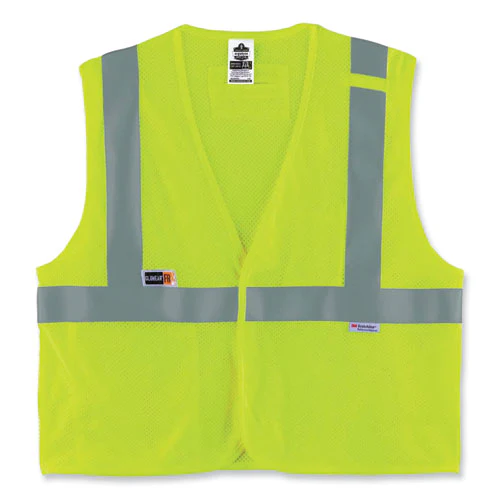 Glowear 8260frhl Class 2 Fr Safety Hook And Loop Vest, Modacrylic/kevlar, 2x-large/3x-large, Lime, Ships In 1-3 Business Days - Image 1