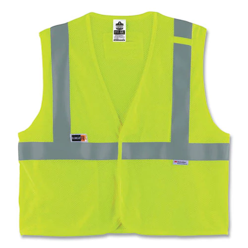 Glowear 8260frhl Class 2 Fr Safety Hook And Loop Vest, Modacrylic/kevlar, 4x-large/5x-large, Lime, Ships In 1-3 Business Days - Image 1