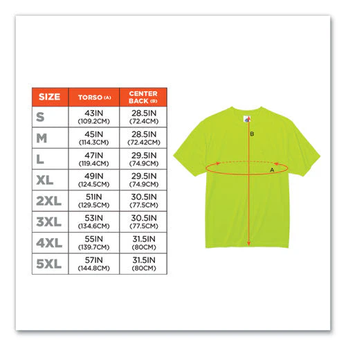Glowear 8089 Non-certified Hi-vis T-shirt, Polyester, 5x-large, Lime, Ships In 1-3 Business Days - Image 3
