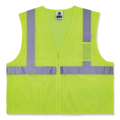 Glowear 8256z Class 2 Self-extinguishing Zipper Vest, Polyester, Large/x-large, Lime, Ships In 1-3 Business Days - Image 1