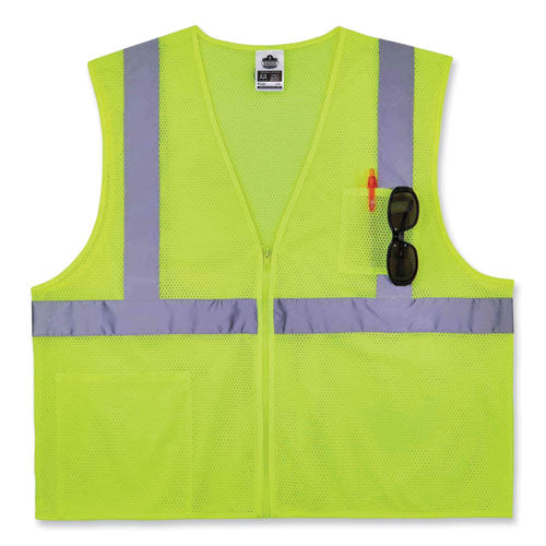 Glowear 8256z Class 2 Self-extinguishing Zipper Vest, Polyester, 2x-large/3x-large, Lime, Ships In 1-3 Business Days - Image 3