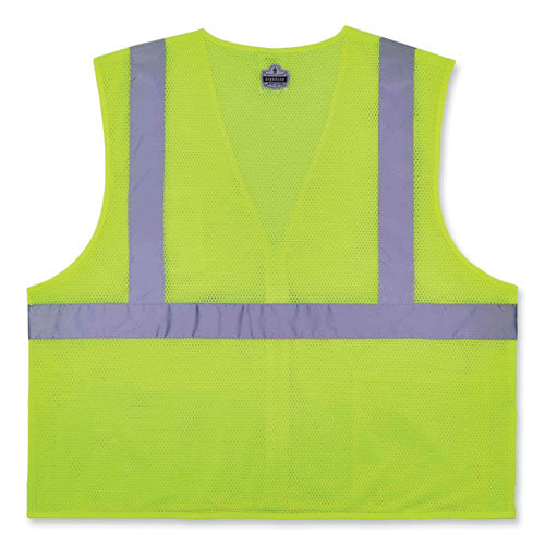 Glowear 8256z Class 2 Self-extinguishing Zipper Vest, Polyester, 4x-large/5x-large, Lime, Ships In 1-3 Business Days - Image 3