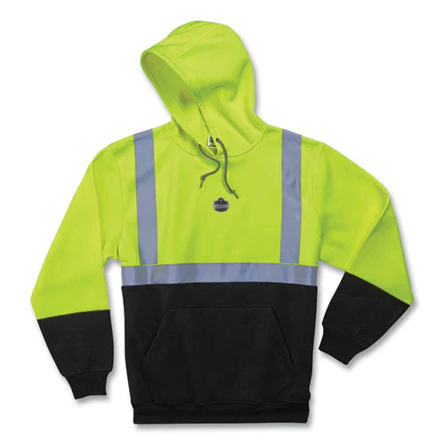 Glowear 8293 Hi-vis Class 2 Hooded Sweatshirt Black Bottom, Polar Fleece, Small, Lime, Ships In 1-3 Business Days - Image 1
