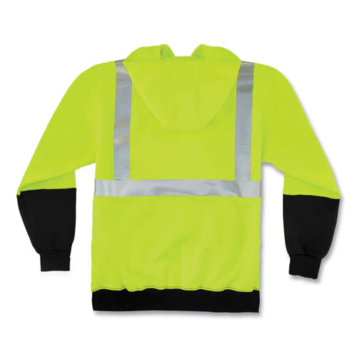 Glowear 8293 Hi-vis Class 2 Hooded Sweatshirt Black Bottom, Polar Fleece, Small, Lime, Ships In 1-3 Business Days - Image 3