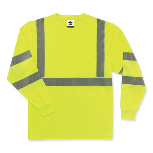 Glowear 8391 Class 3 Hi-vis Long Sleeve Shirt, Polyester, Lime, X-large, Ships In 1-3 Business Days - Image 1