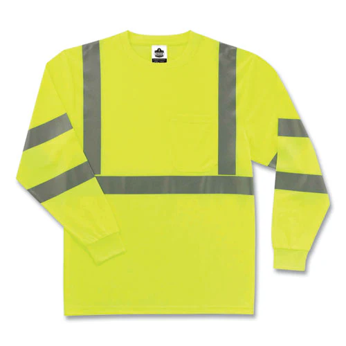 Glowear 8391 Class 3 Hi-vis Long Sleeve Shirt, Polyester, Lime, 3x-large, Ships In 1-3 Business Days - Image 3