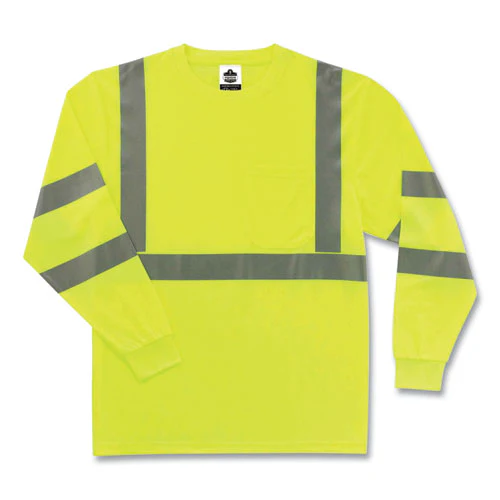 Glowear 8391 Class 3 Hi-vis Long Sleeve Shirt, Polyester, Lime, 4x-large, Ships In 1-3 Business Days - Image 1