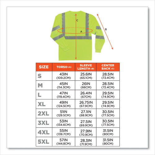 Glowear 8391 Class 3 Hi-vis Long Sleeve Shirt, Polyester, Lime, 5x-large, Ships In 1-3 Business Days - Image 2