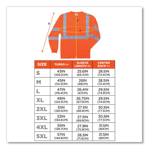 Glowear 8391 Class 3 Hi-vis Long Sleeve Shirt, Polyester, Orange, 5x-large, Ships In 1-3 Business Days - Image 2