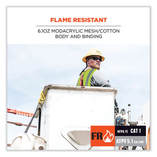 Glowear 8263frhl Class 2 Fr Safety Economy Hook And Loop Vest, Modacrylic Mesh/cotton, S/m, Lime, Ships In 1-3 Business Days - Image 2