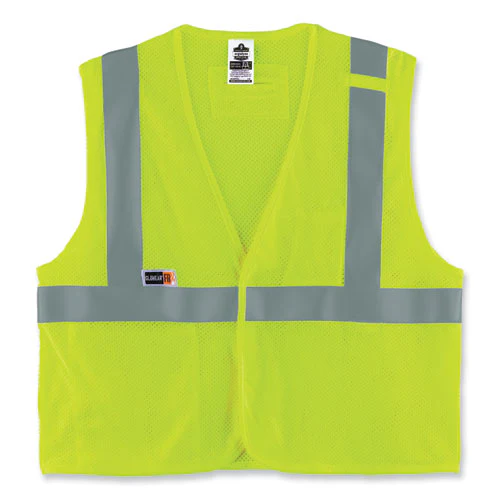 Glowear 8263frhl Class 2 Fr Safety Economy Hook And Loop Vest, Modacrylic Mesh/cotton, L/xl Lime, Ships In 1-3 Business Days - Image 1