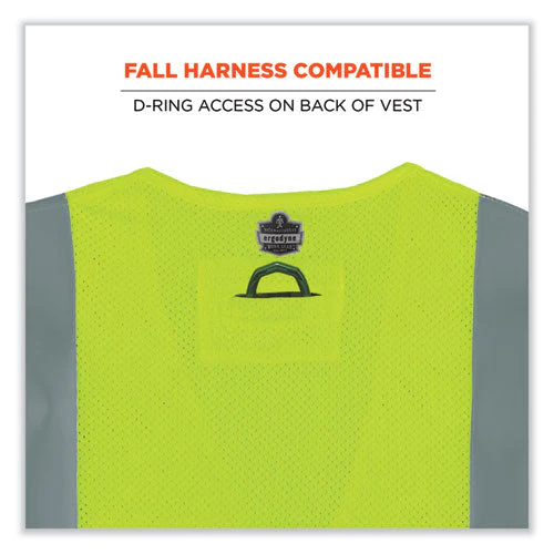 Glowear 8263frhl Class 2 Fr Safety Economy Hook And Loop Vest, Modacrylic Mesh/cotton, L/xl Lime, Ships In 1-3 Business Days - Image 3