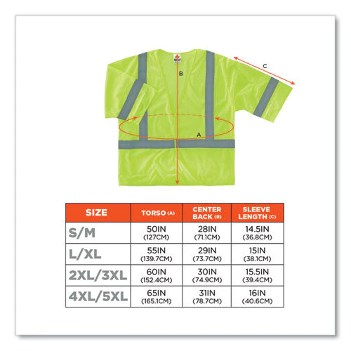 Glowear 8310hl Class 3 Economy Hook And Loop Vest, Polyester, 4x-large/5x-large, Lime, Ships In 1-3 Business Days - Image 3