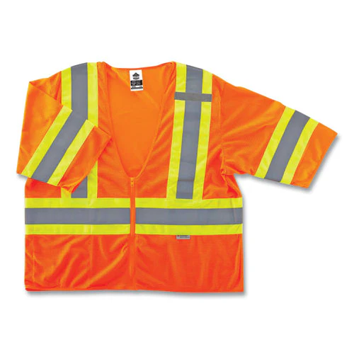 Glowear 8330z Class 3 Two-tone Zipper Vest, Polyester, Largel/x-large, Orange, Ships In 1-3 Business Days - Image 1