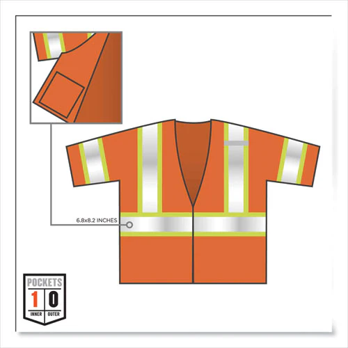 Glowear 8330z Class 3 Two-tone Zipper Vest, Polyester, 2x-large/3x-large, Orange, Ships In 1-3 Business Days - Image 2