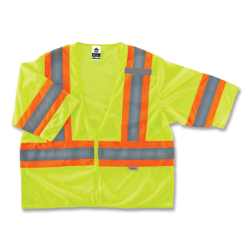 Glowear 8330z Class 3 Two-tone Zipper Vest, Polyester, Largel/x-large, Lime, Ships In 1-3 Business Days - Image 1
