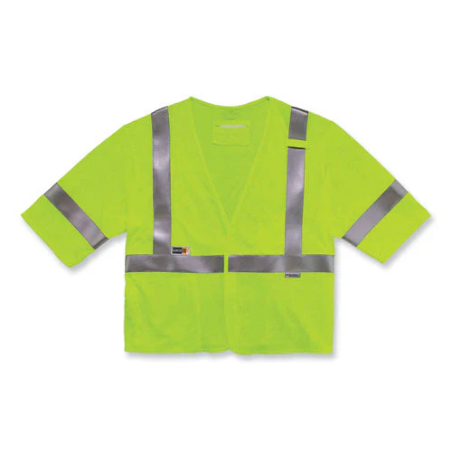 Glowear 8356frhl Class 3 Fr Hook And Loop Safety Vest With Sleeves, Modacrylic, Large/xl, Lime, Ships In 1-3 Business Days - Image 2