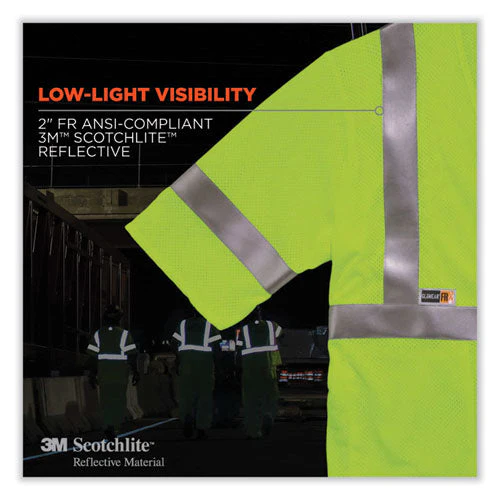 Glowear 8356frhl Class 3 Fr Hook And Loop Safety Vest With Sleeves, Modacrylic, Large/xl, Lime, Ships In 1-3 Business Days - Image 3