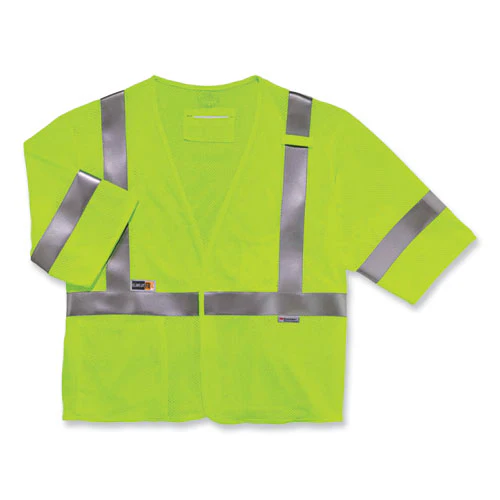 Glowear 8356frhl Class 3 Fr Hook And Loop Safety Vest With Sleeves, Modacrylic, 4xl/5xl, Lime, Ships In 1-3 Business Days - Image 1
