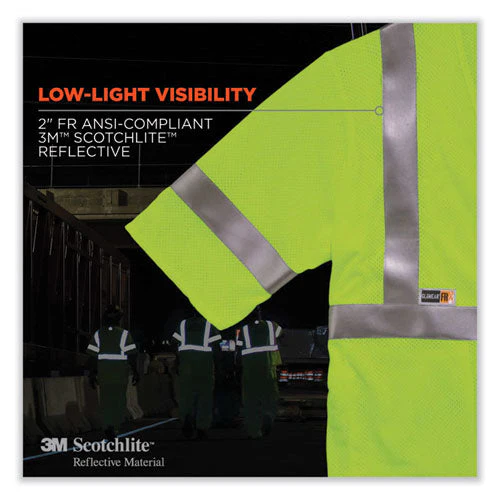 Glowear 8356frhl Class 3 Fr Hook And Loop Safety Vest With Sleeves, Modacrylic, 4xl/5xl, Lime, Ships In 1-3 Business Days - Image 2