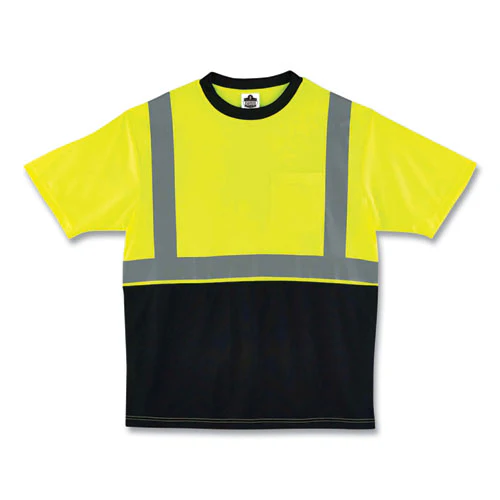 Glowear 8289bk Class 2 Hi-vis T-shirt With Black Bottom, Small, Lime, Ships In 1-3 Business Days - Image 1