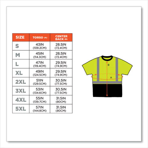 Glowear 8289bk Class 2 Hi-vis T-shirt With Black Bottom, Small, Lime, Ships In 1-3 Business Days - Image 2