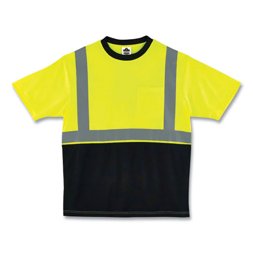 Glowear 8289bk Class 2 Hi-vis T-shirt With Black Bottom, Medium, Lime, Ships In 1-3 Business Days - Image 1
