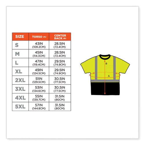 Glowear 8289bk Class 2 Hi-vis T-shirt With Black Bottom, Medium, Lime, Ships In 1-3 Business Days - Image 2