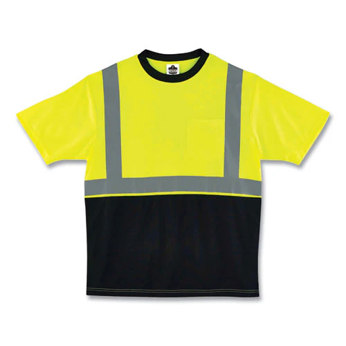 Glowear 8289bk Class 2 Hi-vis T-shirt With Black Bottom, 5x-large, Lime, Ships In 1-3 Business Days - Image 1