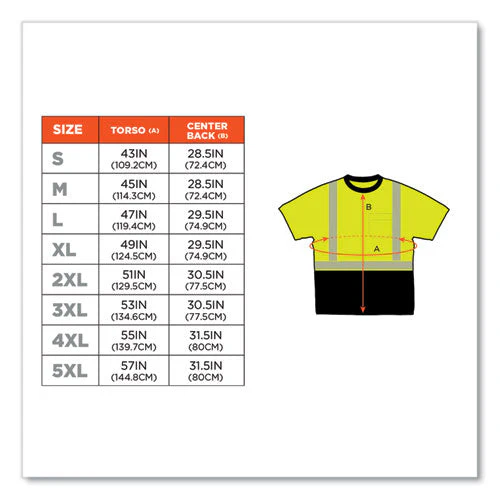 Glowear 8280bk Class 2 Performance T-shirt With Black Bottom, Polyester, Large, Lime, Ships In 1-3 Business Days - Image 1